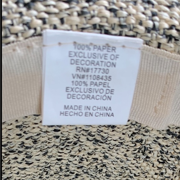 Unisex Solid Ribbon Cream&Black Straw Hat NWOT - Picture 6 of 8